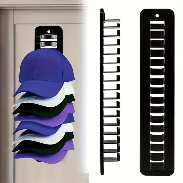 TEMU Estante de pared para guardar sombreros - Capacidad para 16 sombreros, fácil instalación con adhesivo fuerte, ideal para armarios, oficinas, residencias estudiantiles y más, diseño que ahorra