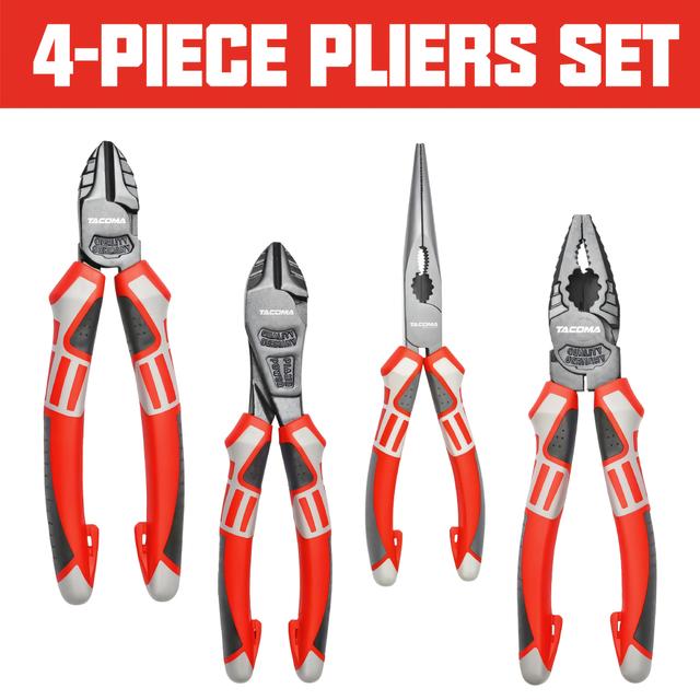 TEMU German Industrial-grade Pliers Three-piece Set, Including 8-inch Wire Pliers, 8-inch Long-nose Pliers, And 7-inch Diagonal Pliers, Made Of Crv, With Teflon Coating On , , Comfortable To Hold