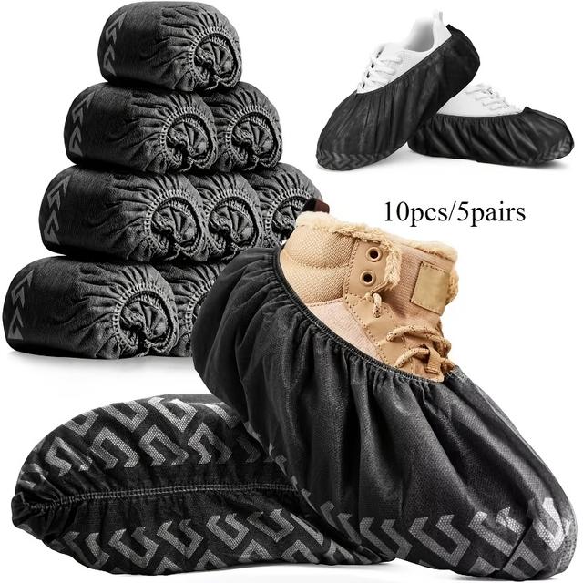 TEMU 10/100pcs Of Black Durable Non-slip Shoe Covers | Protects Home Floors And Shoes, Suitable For Indoor And Outdoor Use, Fits All, Made Of Nylon Material