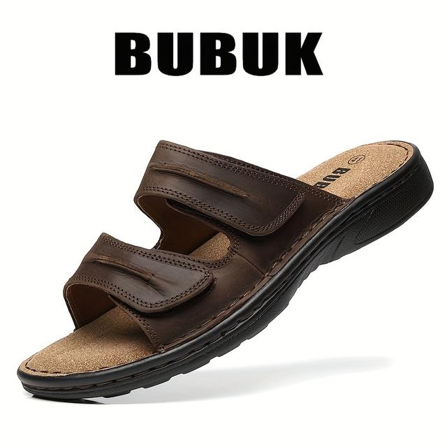 TEMU Men's Summer Outdoor Sandals Made Of First-layer Cowhide, Featuring Thick Soles And Soft Bottoms, Perfect For The Beach And Casual Sports