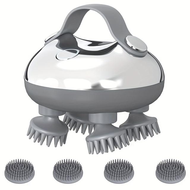 TEMU 1pc Electric Scalp Massager, Portable Rechargeable, Handheld With Anti-drop Lanyard, 8 Detachable Massage Paws, And 2 Massage Styles, Ideal Gift, For Women, Men, Dogs, Cats, Pets Massager