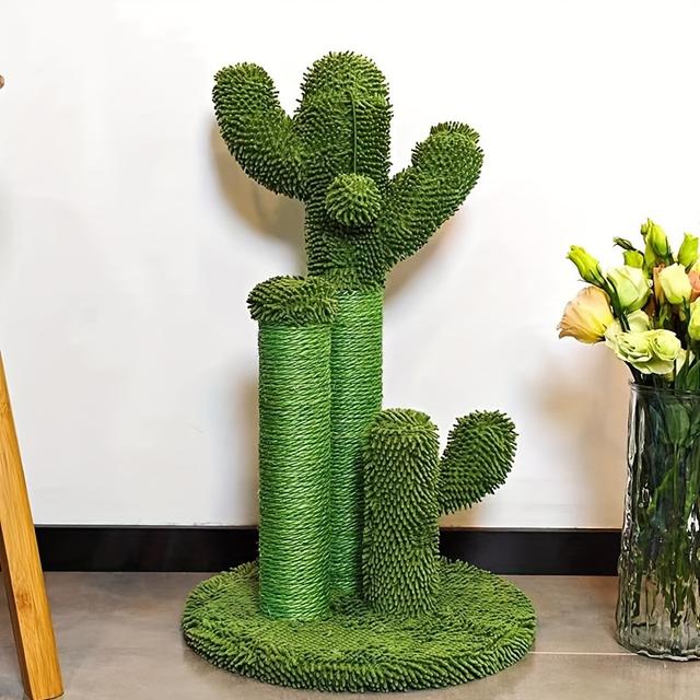 TEMU Cat Crawl Stand Vertical Claw Grinding Cat Toy Simulation Cactus Shaped Cat Crawl Stand - , With Balls