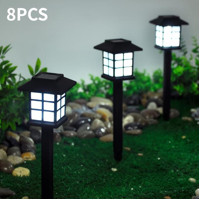 TEMU 8 Husbelysning för Trädgård, Solar Husbelysning för Gräsmatta, Nätlampor och Dekorationsbelysning för Uteplatsen