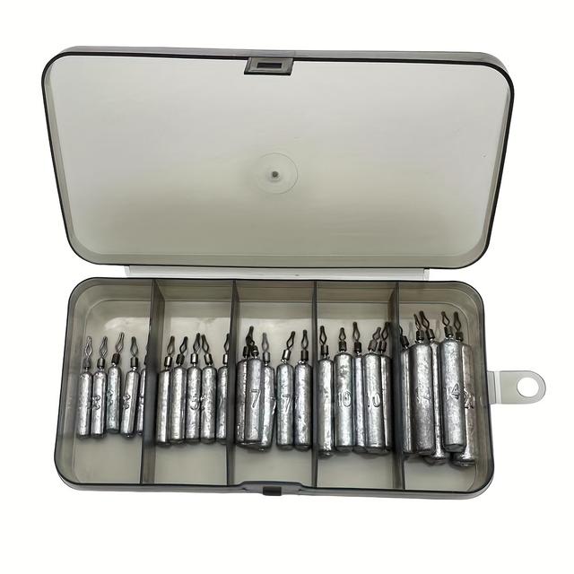 TEMU 13pcs/25pcs Fishing Lead Sinker Cylindrical Lead Sinker Fishing Anti-hanging Bottom Lead Sinker Fishing Gear Accessories Fishing Lead