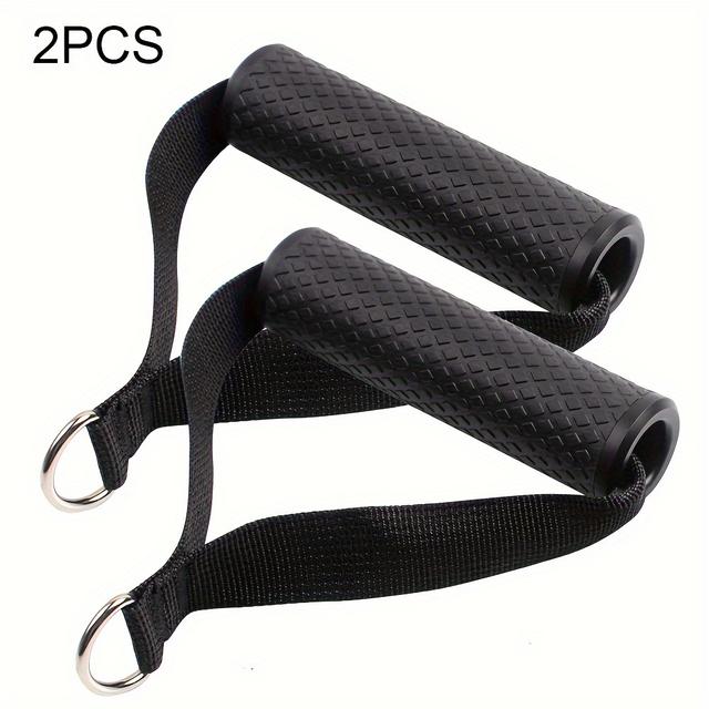 TEMU 2pcs Gym Multifunction Grip Resistance Bands Handles Fitness Anti-slip Grip Strong Nylon Webbing Grip Puller Handle Accessory