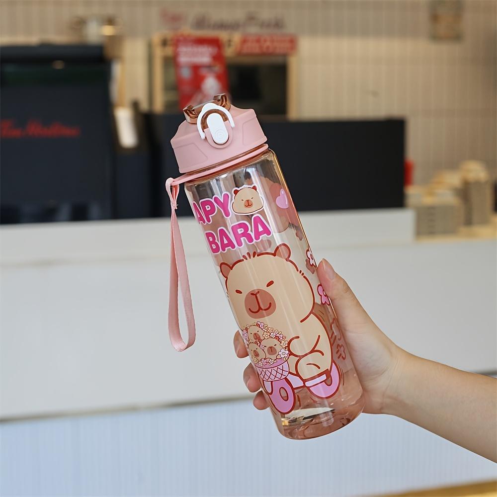TEMU 750ML Aranyos Vizespohár, Hordozható Iskolába Szívószállal és Hordozópánttal, Nagy Kapacitású, Tökéletes Ajándék