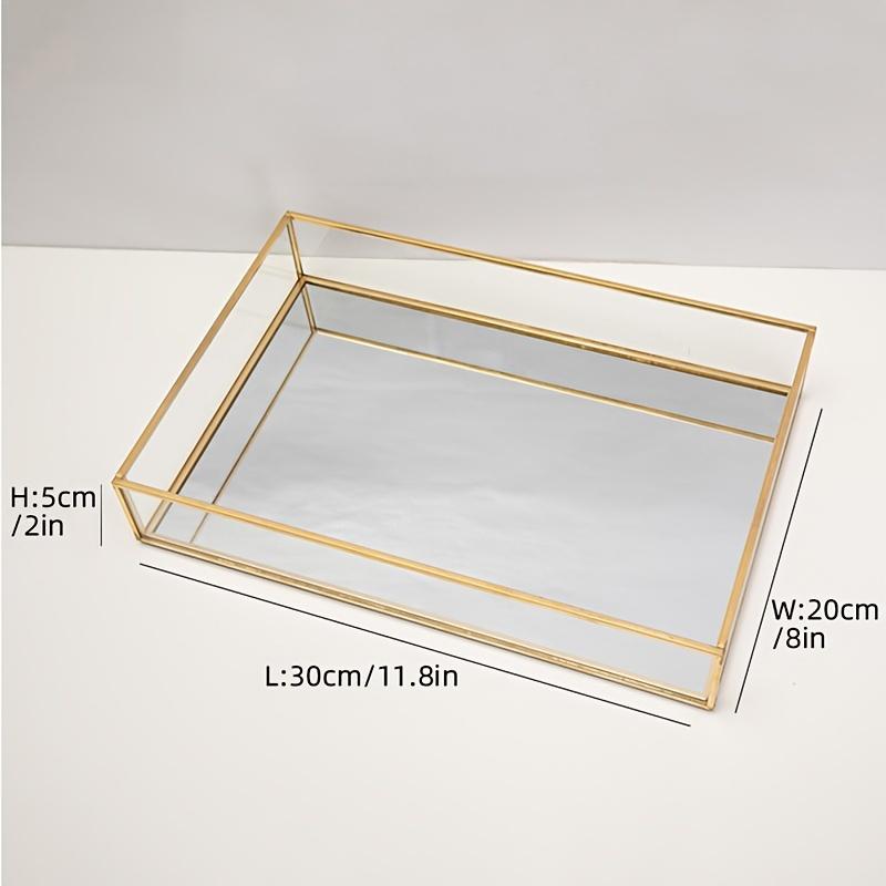 TEMU Perfume Tray, Golden Vanity Tray, Decorative Golden Mirrored Tray, Non-slip Rectangular Perfume Tray, Jewelry, Bathroom (non-food Contact)