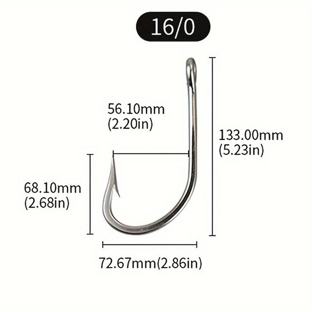 TEMU 2pcs Stainless Steel Super Large Fish Hook Tuna Carp Shark Fishhooks For Bigmouth Fish Deep Sea Fishing