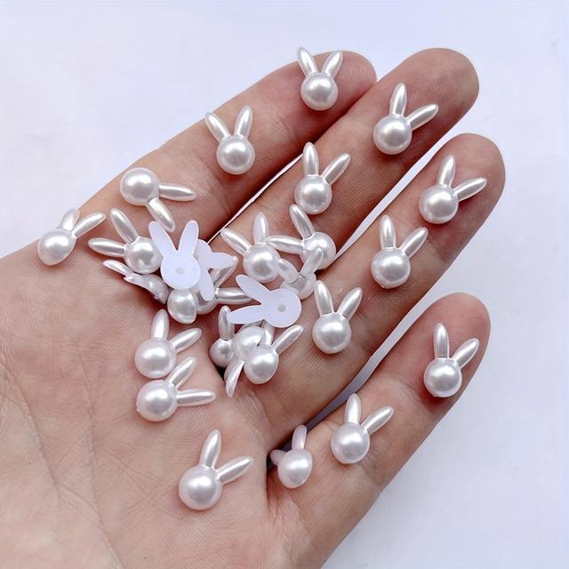 TEMU 50 Uroczych Małych Płaskich Ozdób w Kształcie Białych Króliczków do Wyrobu Biżuterii i Dodatków do Zdobienia Paznokci