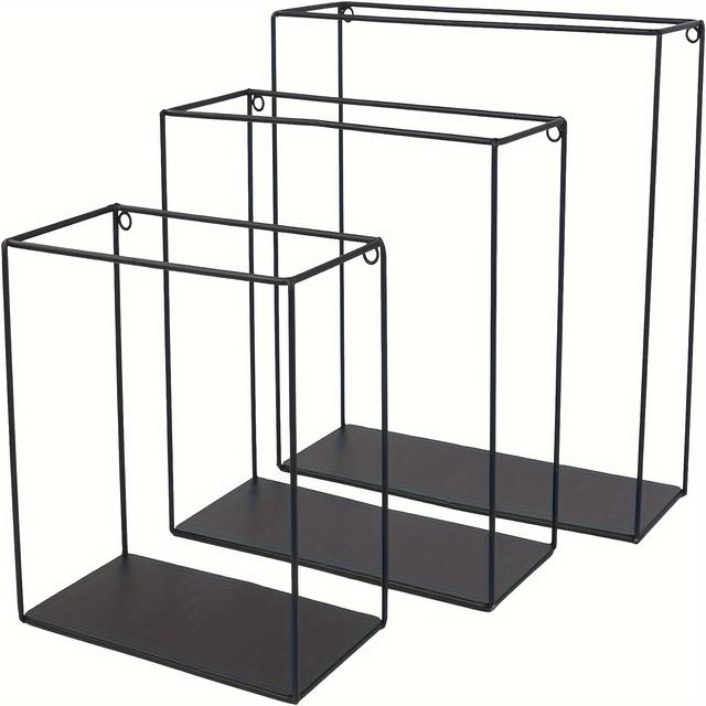 TEMU Wall Shelf Metal Set 3pcs Floating Shelf Wall Shelf Black For Living Room For Living Room, Bathroom, Kitchen, Study And Bedroom, Industrial Style Wall Decor Shelves, Floating Shelves