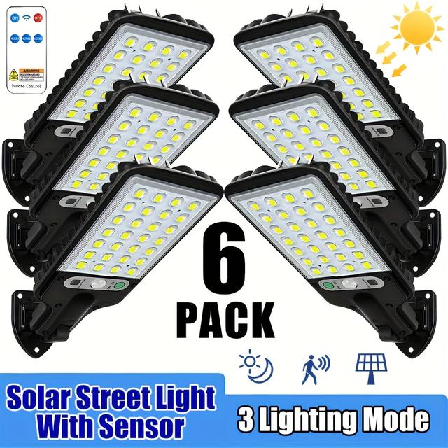 TEMU 4/6pcs Of Outdoor Solar Sensor Lights, , With Remote Control, 3 Lighting , Smart, With Motion Detection, Suitable For Gardens, Garages, Driveways, Patios, And Courtyards,