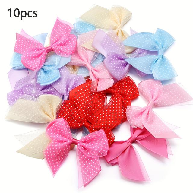 TEMU 10pcs/pack Color Double-layer Bows, For Wedding Jewelry Making & Gift Packaging