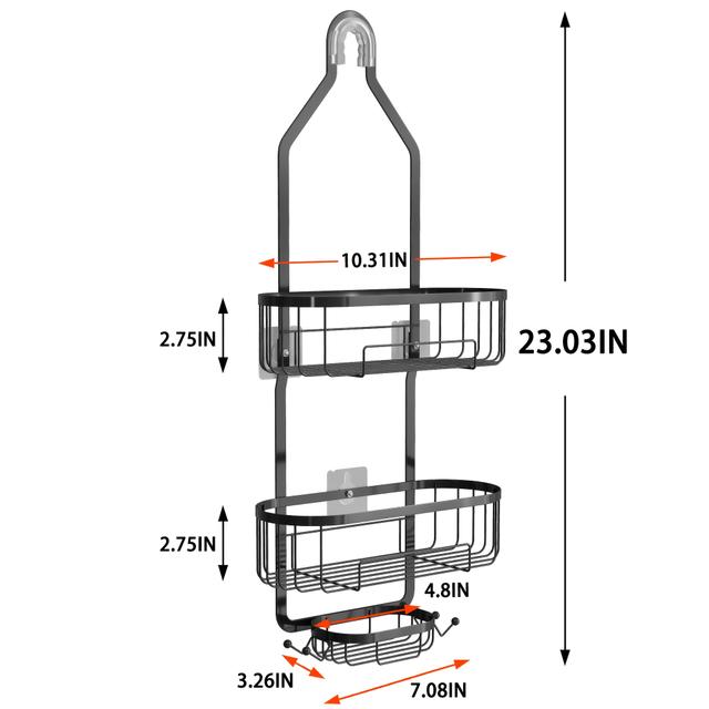 TEMU Hanging Shower Caddy, Rust-resistant Organizer For Inside The Shower, Overhead Rack With Soap Compartment And Razor Hooks, No Drilling Required For Bathroom Shelving And Storage, Shower Caddies