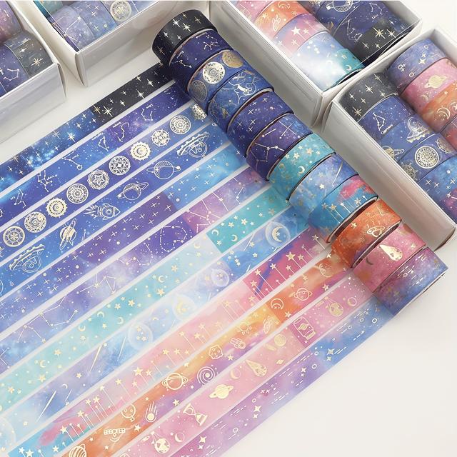 TEMU Set Of 12 Washi Tapes - Decorative Adhesive Tape For Scrapbooking, Stationery, And Projects - Cute Design, User-friendly, And Easily Removable