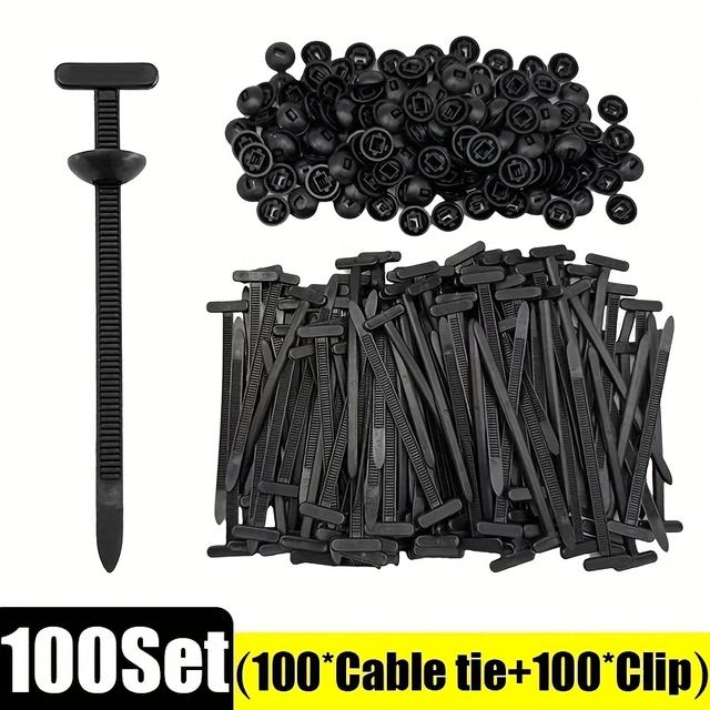 TEMU 100/300/500pcs Polypropylene Hook And Loop Fasteners With Rivets, Self-locking Cable Ties For Secure Fixing, Repair Tool Suitable For Car Maintenance, Diy, And Home Use,