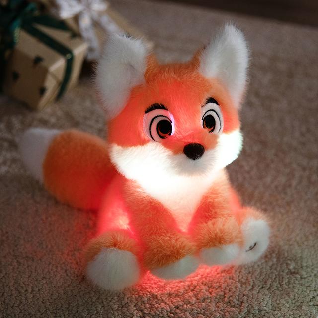 TEMU Glow In The Dark Plush Fox Toy With Led Light – Soft Stuffed Animal, Light For Kids Bedroom Decor & Gift, Orange, Blue, White Colors, Christmas Or Valentine's Day Gift, Gifts