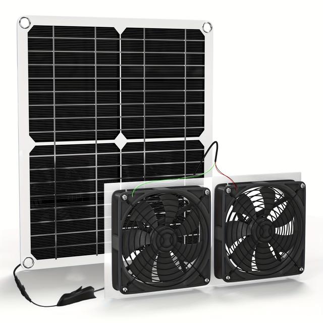 TEMU Solar Panel Fan Kit, Solar Fan, Chicken Coop Fan, 25w, 10ft Cable, Enclosure, Dual Fan