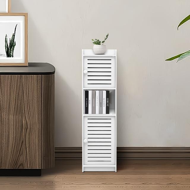 TEMU Space-saving 2-door Storage Cabinet | Slim Floor-standing Organizer (22x20x75cm) | Lightweight Pp Material For Office, Bedroom, Bathroom | Multi-room Use & Dust-proof Design, White