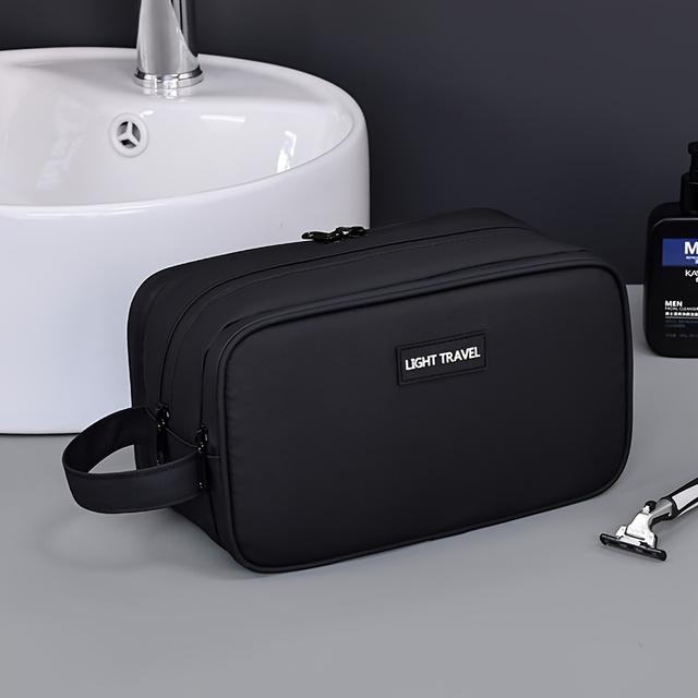 TEMU Men'-layer Zipper Toiletries Travel Bag, Cosmetics Storage Accessory Storage Bag, Multi Pocket Large Capacity Makeup Bag, Business Travel Storage Accessory