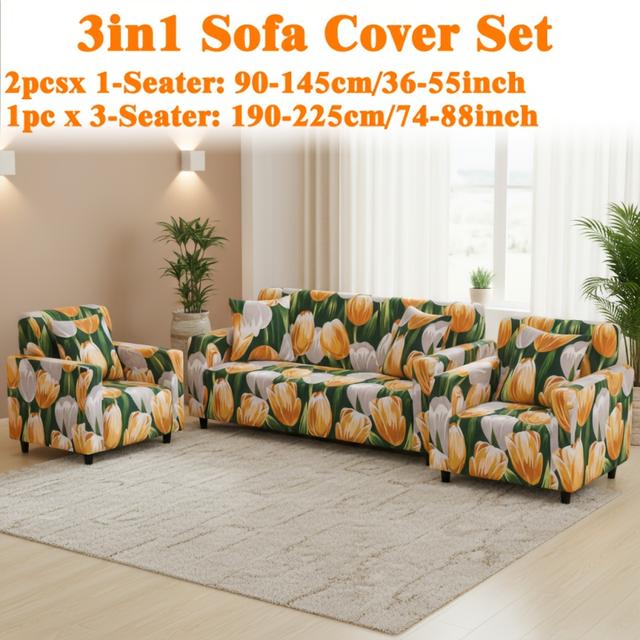 TEMU Stretchable Sofa Cover Set For Home Decor, Including Sofa And Seat Covers