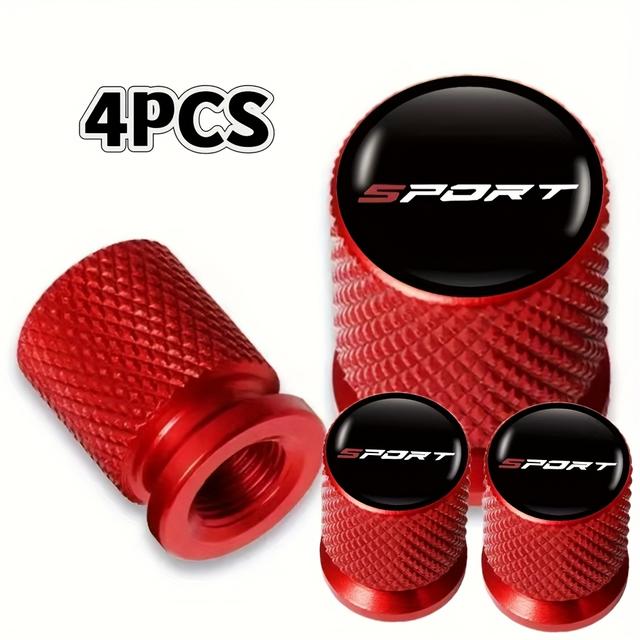 TEMU 4 stk Universelle metalldekkventilskaftdeksler, Sportikon-design, støv- og vannbestandig, bilhjulstilbehør for alle kjøretøy