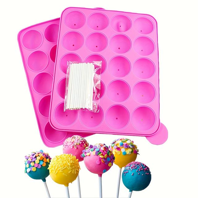 TEMU 20 Hole Silicone Lollipop Mold With 20 Sticks - Perfect For Cake Sticks, Chocolate And Candy Baking, Chocolate Molds
