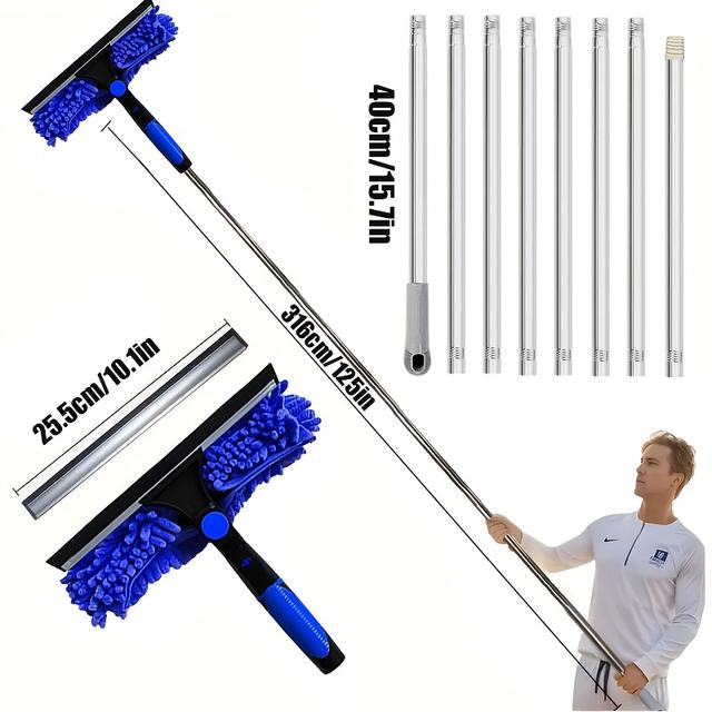 TEMU 1 Set Of Long-pole Adjustable Photovoltaic Glass Cleaner, Easily Removes Dust And Snow, And Generates Electricity More . Can Clean Glass, Multi-functional, Adjust