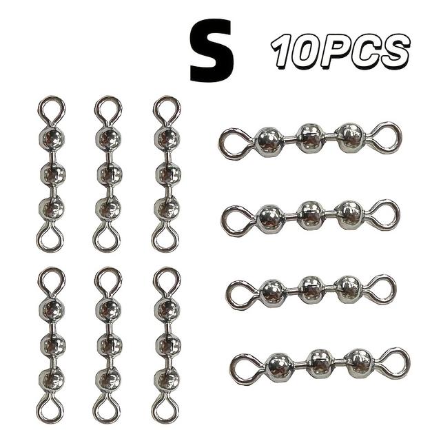 TEMU 10개 낚시 비드 체인 스위벨, 3가지 모델, 3볼 체인/4볼 체인/6볼 체인, 스테인리스 스틸 낚시 볼 베어링 스위벨, 고기(고등어, 파이크, 송어, 연어, 배스 등) 낚시에 적합, 기타 태클