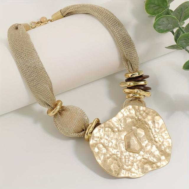 TEMU 1 Collar con colgante geométrico de fibra, elegante y a - Adecuado para el uso en banquetes, opción de regalo para las fiestas