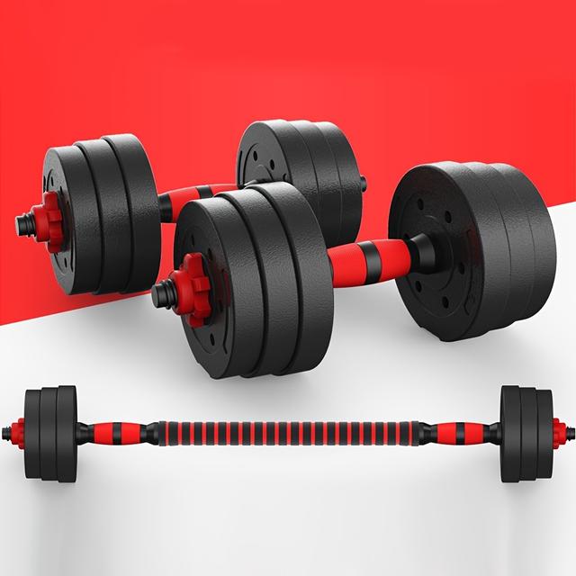 TEMU Adjustable 2-in-1 Dumbbell Set, 20kg - Ideal For Workouts & Training, - Includes Bars - Strength Training & Weightlifting, Hdpe Steel In Black And Red