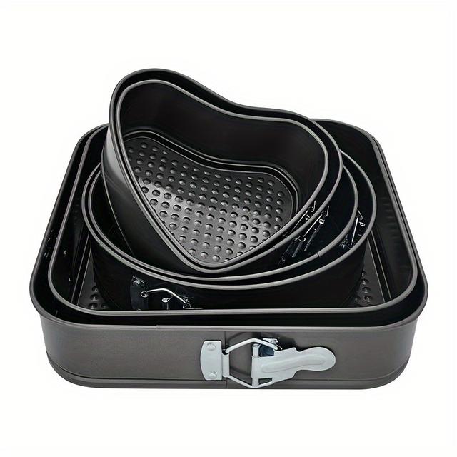 TEMU 6pcs, Round, Heart, Square, Cake Pan, Loose Bottom Baking Cake Mould, Removable Bottom Pan, Oven Accessories, Baking Tools, Kitchen Gadgets, Kitchen Accessories, Home Kitchenware
