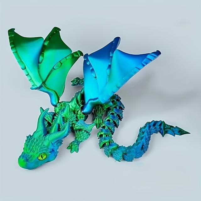 TEMU 1pc 3d Printed Flexible Winged Dragon Statue, Home Decor Tabletop Ornament, Collectible Gift For Teens And Adults, Birthday & Christmas Present