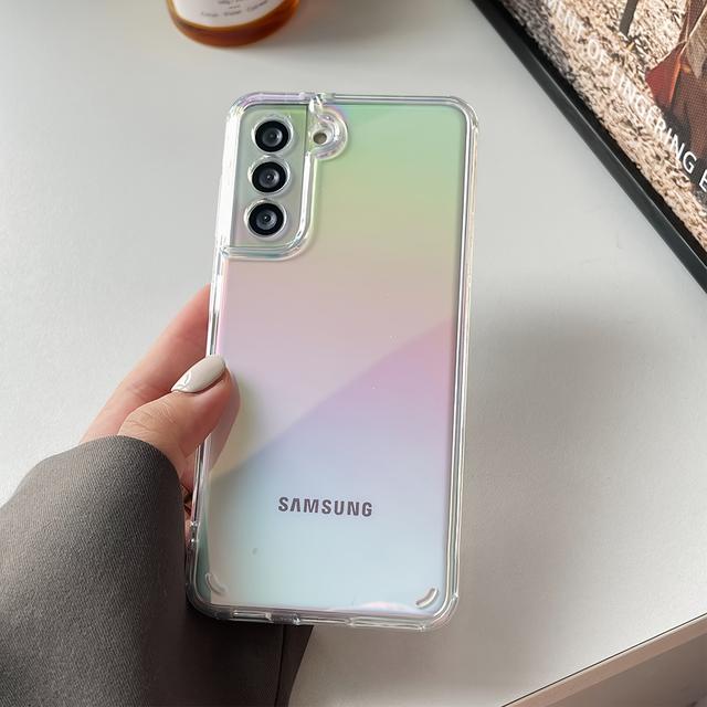 TEMU Hoesje voor Galaxy S24 S24 Ultra S24 Plus S24 FE S23 S23 Ultra S23 FE S22 S22 Ultra A55 A54 A34 A24 A14 - Regenboogkleurig beschermhoesje met -val en kleurverandering bij licht