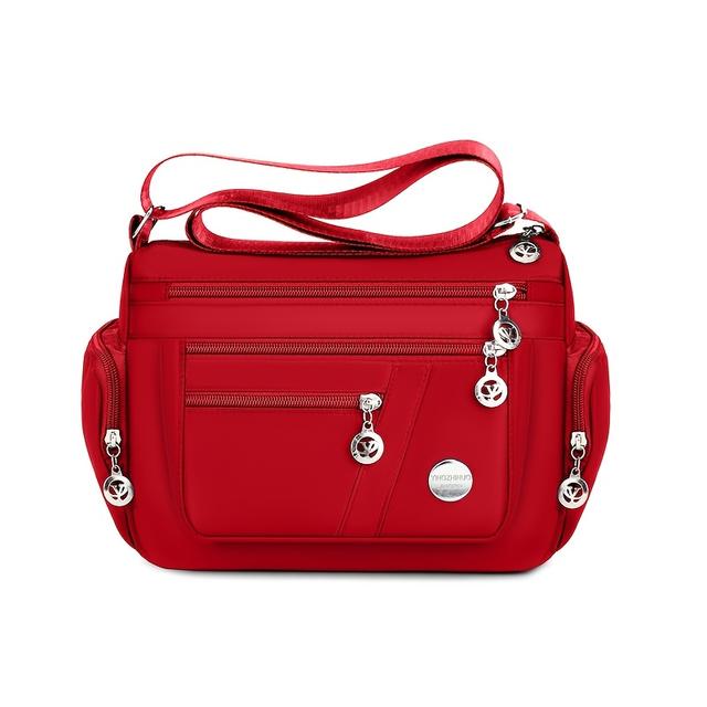 TEMU Bolso Bandolera Casual de Nylon | Multicolor, Cierre Multi-Cremallera, Correa Ajustable, Forro, Ideal para Compras y Uso en