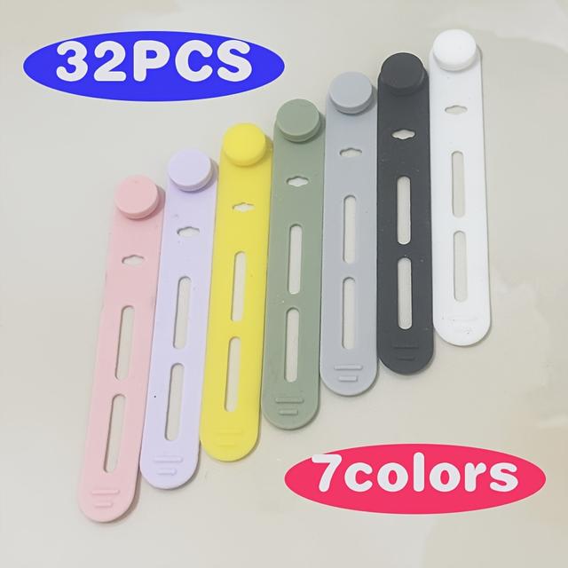 TEMU 32pcs Reusable Creative Soft Cable Ties, Available In 7 Mixed Colors. Ideal For Organizing And Managing Data Cables, Headphone Wires, Ethernet Cables, And More. A For Homes, Offices, And Data