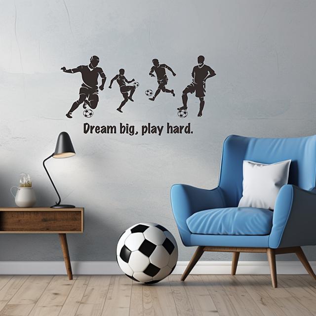 TEMU 1pc Of Football Wall Sticker | Football Wall Decal | Dynamic Player Design | Sports Room Decoration | Vinyl Self-adhesive | Gift For Football Enthusiasts | Football Home Decor | ,
