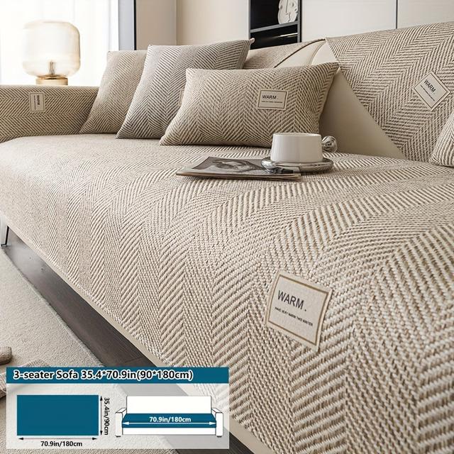 TEMU 1pc Upholstery Design Sofa Cover - High Quality Polyester, Non-slip Furniture Protector, Pet-friendly Sofa Protection - Suitable For Armchairs, Love Sofas, 3 And 4 Seater Sofas, Machine Washable