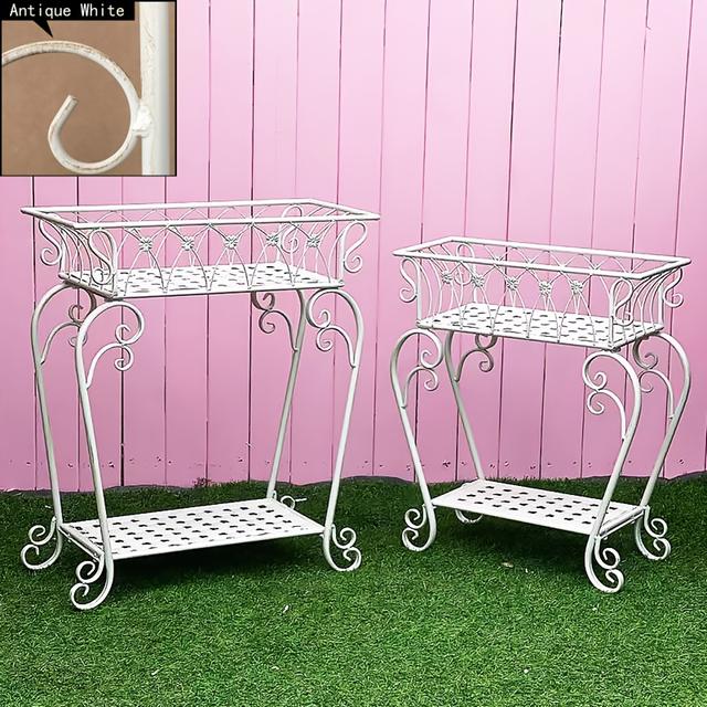 TEMU Set mit 2 Metall Pflanzenständern | Indoor Outdoor Blumentopf Display Halter Regal, Ecke Schmaler Pflanzenständer Blumenvase Display Rack, Eisen Material