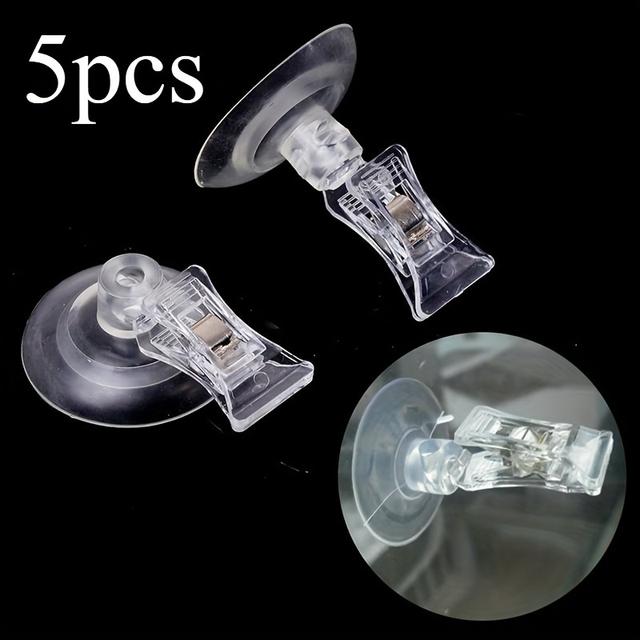 TEMU 5pcs Clear Heavy-duty Suction Cup Clips Suitable For Office,, Mounting - Adhesive Wall Hooks With , No Drill Required, -free Removal For, Mirrors, Shower Doors - Multifunctional Use