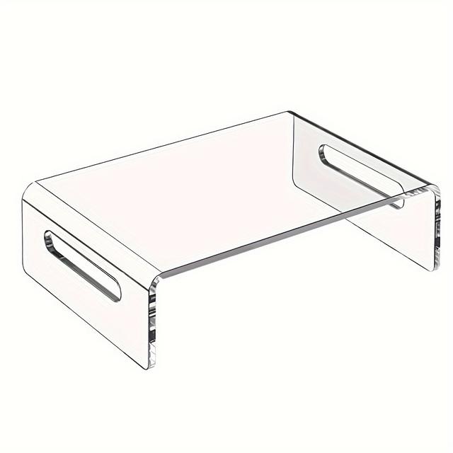 TEMU Acrylic Monitor Stand Riser, Countertop Gloss Finish, Shape Clear Desk Organizer Shelf For Computer, Laptop, Printer - Durable Home Office Elevated Display Platform - 1pc