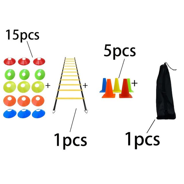TEMU アジャイルラダー スピードトレーニング器具 21点セット、フットボール脊椎、アジャイルラダー、ロゴプレート、スピード・アジリティトレーニング器具
