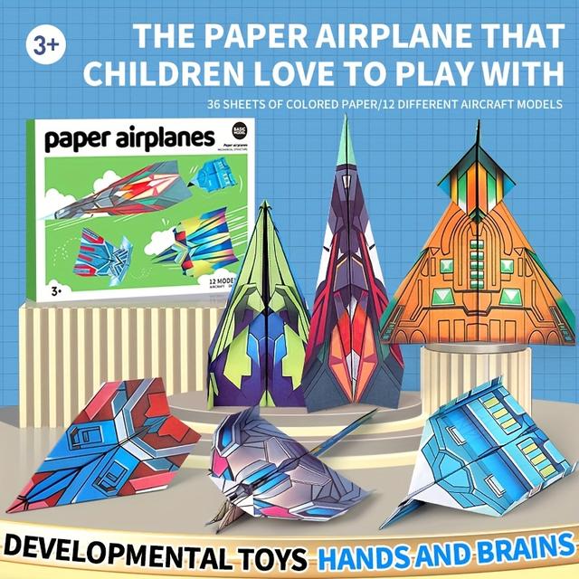 TEMU Origami Kit For Kids - Colorful Paper Airplane Craft Set With 36 Sheets & Easy Instructions | Fun Activities | Creative Gift For Boys Girls Age 6-12