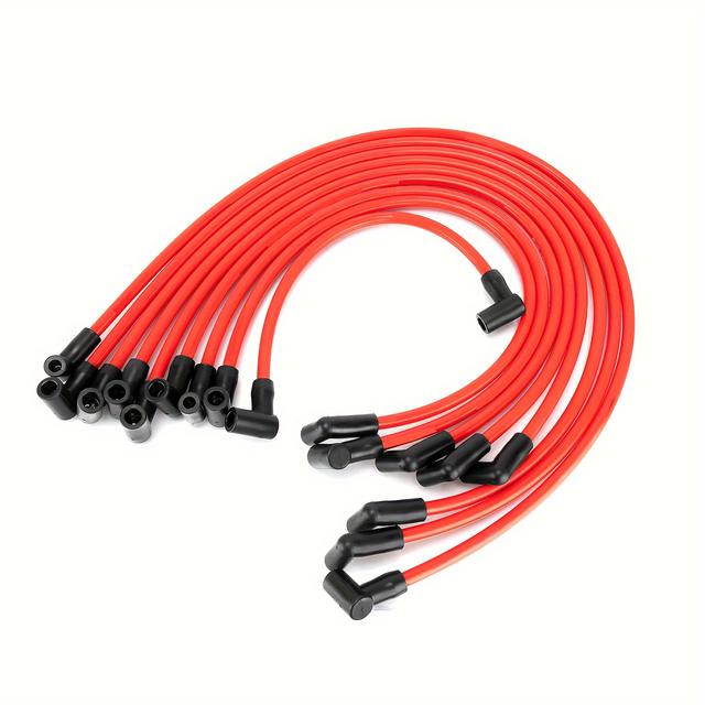 TEMU Brand .5 Mm Spark Plug Wire Set, Compatible With Hei Sbc Bbc 350 383 454 Electronic Spark Plugs.