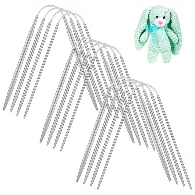 TEMU 12pcs Round Knitting Needle Set Stainless Steel 8.3 Inch Round Knitting Needle Flexible Round Needle Used For Socks Sweater Hat Scarf Crochet Diy 4 Sizes