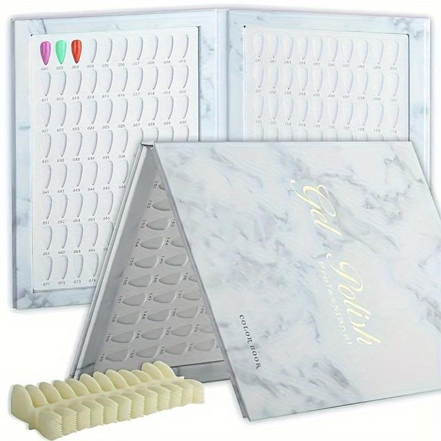 TEMU 160 Color Embedded Nail Polish Display Book With 240pcs Nail Tips, Unscented, Professional Salon Nail Color Chart, Nail Art Tools & Accessories Kit