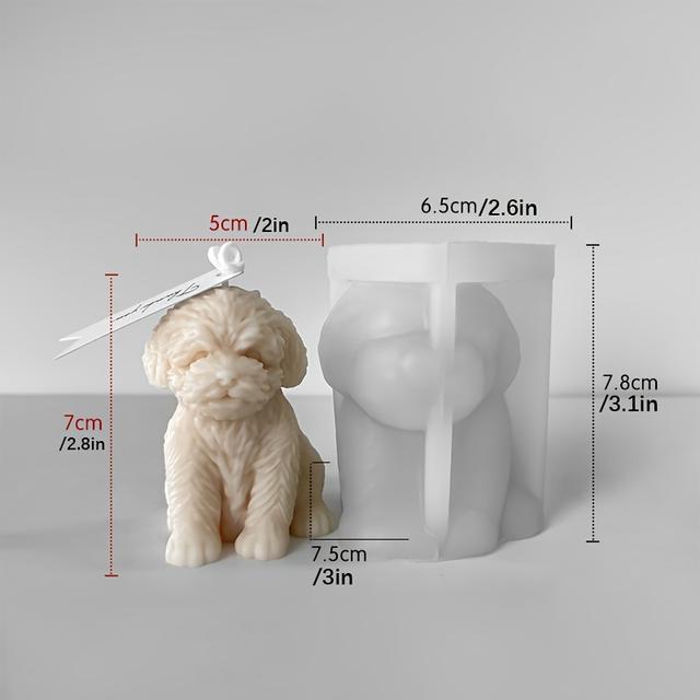 TEMU 1pc, Cute Dog Candle Mold Diy Teddy Puppy Aromatherapy Silicone Mold