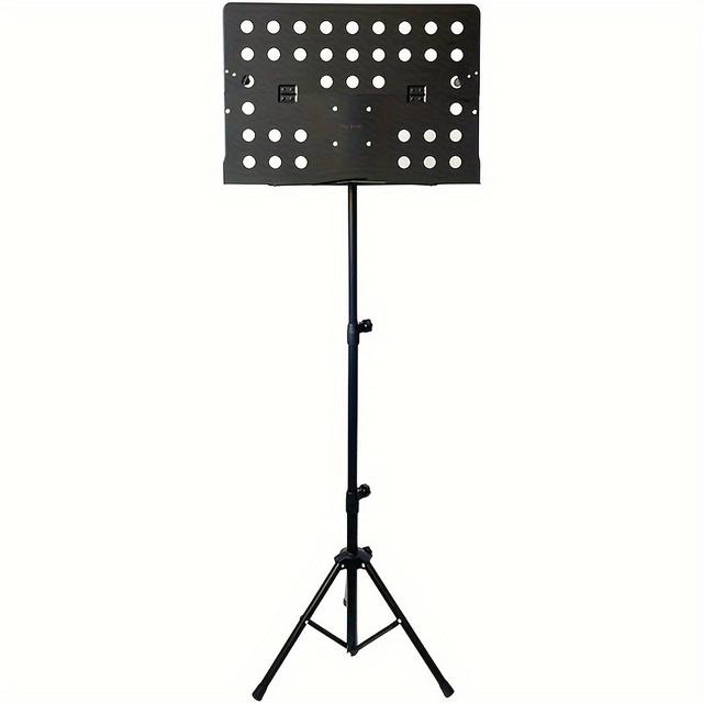 TEMU 1pc アロイミュータンド 収納ケース付き - 折りたたみ式、角度と高さ調節可能、ギター練習、演奏、ステージ、コンサートに持ち運び可能 - 耐久性のあるスチール製、持ち運び簡単 - ブラック
