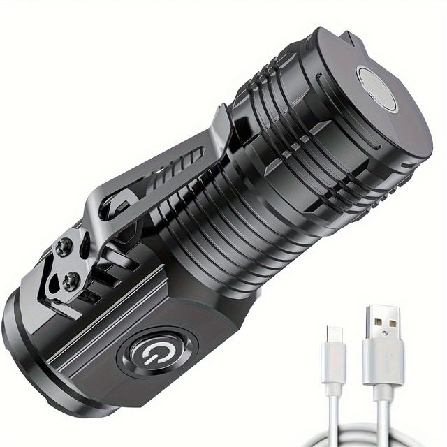 TEMU مصباح يدوي قابل لإعادة الشحن مع 3 مصابيح LED ووضعيات متعددة، هذا المصباح المحمول متعدد الوظائف مثالي للتخييم والمشي لمسافات طويلة في الهواء الطلق.