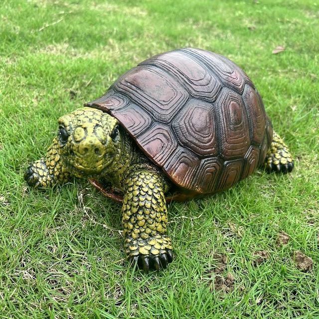 TEMU 1pc Simulated Turtle Sculpture, Outdoor Animal Ornaments, Courtyard Pond, Garden Landscape, Handicraft Decoration, Yard Art Decor