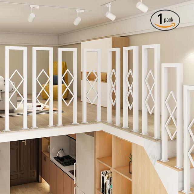 TEMU Modern öntöttvas lépcsőkorlát gyémánt rácsos kialakítással - Elegáns, U-alakú belső lépcsővédő korlát biztonságért és stílusért - Tartós és elegáns dekor